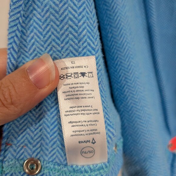 Lululemon Ivivva Chill Herringbone Pattern Scarf Neon Coral Pink Blue One Size - Picture 3 of 3